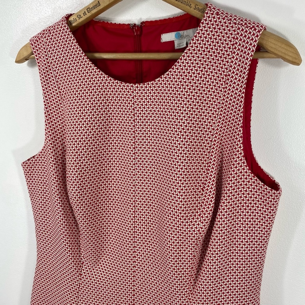 Boden Red White Jacquard Woven Houndstooth Sleeveless Tank Sheath A-Line Dress 8 - Picture 15 of 15